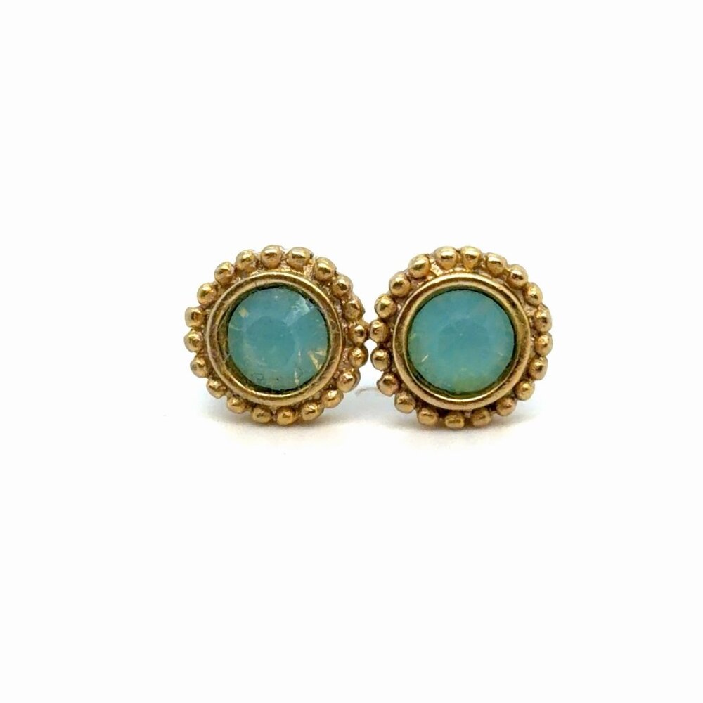 Light Green Beaded Stud Earrings